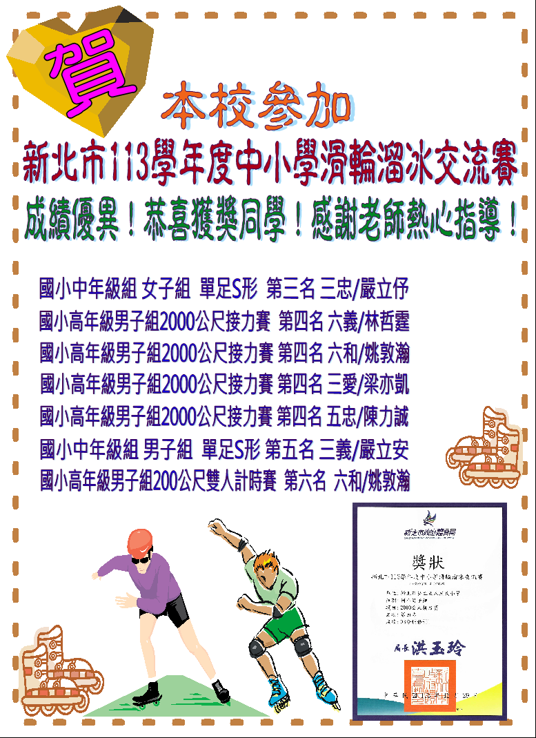 新北市滑輪溜冰交流賽成績優異
